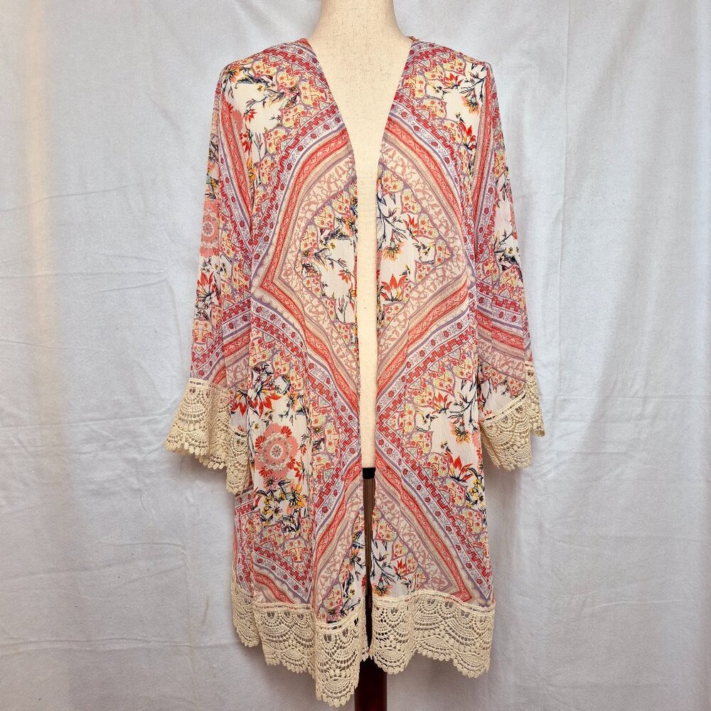 Rewind Womens Long Sleeves Top Cape Multicolor Size XL A804 Breathable